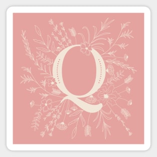 Botanical Letter Q (Hibiscus Pink) Magnet